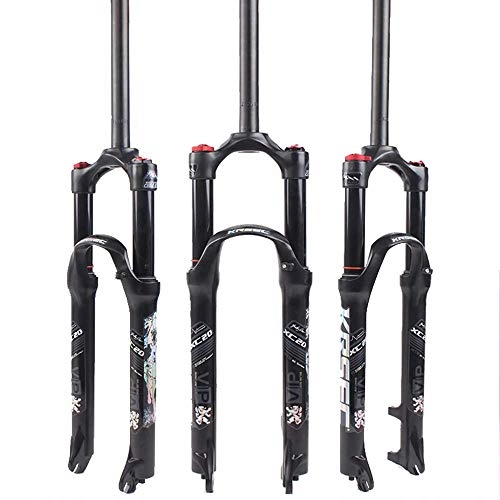 Fourches VTT : SEESEE.U 26 / 27.5 / 29 Air Mountain Bike Suspension Fork, Tube Droit 28.6mm QR 9mm Travel 120mm Manual / Crown Lockout Forks, Ultralight Gas Shock Absorber XC / AM / FR Bicycle Cycling Black