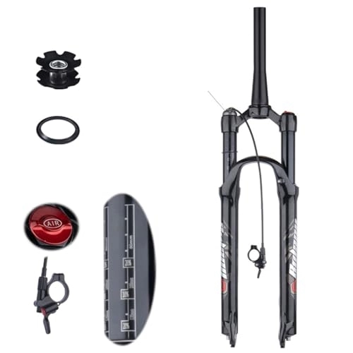 Fourches VTT : TS TAC-SKY Fourche VTT Amortissement Pneumatique 26 / 27.5 / 29 Pouces Fourche À Amortissement Pouce MTB Air Fork Suspension Bicycle Front Suspension (Color : Black, Size : 27.5 Tapered Remote)