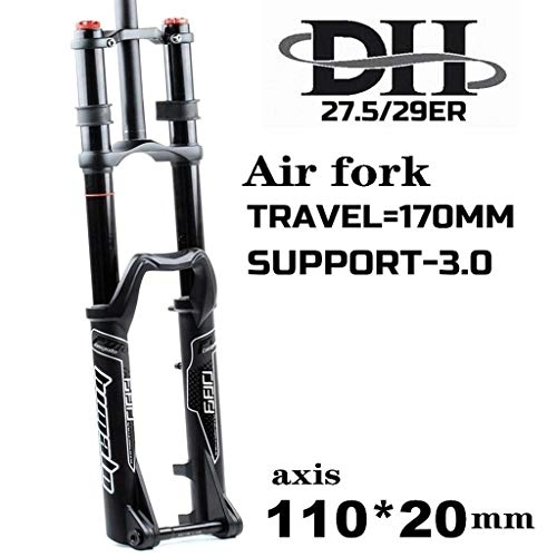 Fourches VTT : ZKORN Bicycle Accessories Bike Front Fork 27.5 29 inch Double Shoulder Control Downhill Suspension Air Pressure Straight Tube Ultralight Bicycle Shock Absorber Rebound Adjust