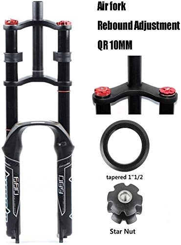 Fourches VTT : ZYLDXDP DH Bike Fork Fork 26 / 27.5 / 29"for Mountain Bike Air Double Shoulder Downhill Rappelling Shock Absorber Travel 130mm Damping Disc Brake QR MTB / AM / FR, B-Black-26in