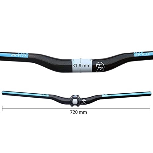 Guidon VTT : ACEACE Guidon de montrage 3K vitreux 31.8mm 720mm Fibre de Carbone MTB Guidon pour Pièces de vélo Vélo Vélo Vélo VTT (Color : Blue)