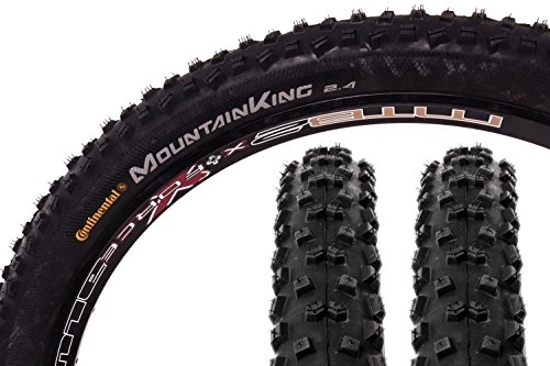 Pneus VTT : Continental Mountain King II Set de 2 pneus de vélo 27, 5 x 2, 4" - Noir - Taille : 60-584