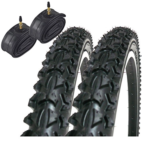 Pneus VTT : Coyote TY2604 26" x 1.95 Mountain Bike Tyres with Presta Tubes (Pair)