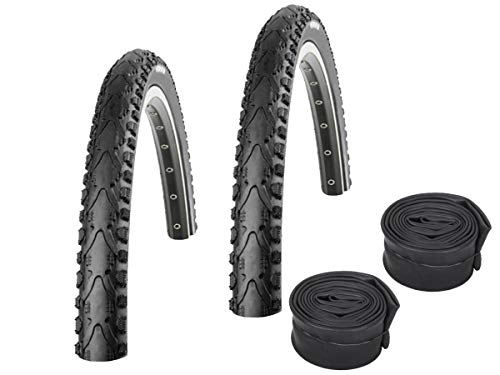 Pneus VTT : KENDA Lot de 2 pneus de vélo K935 noir SEMI-SLICK 26 x 1, 75 / 47-559 + chambres à air avec valve auto