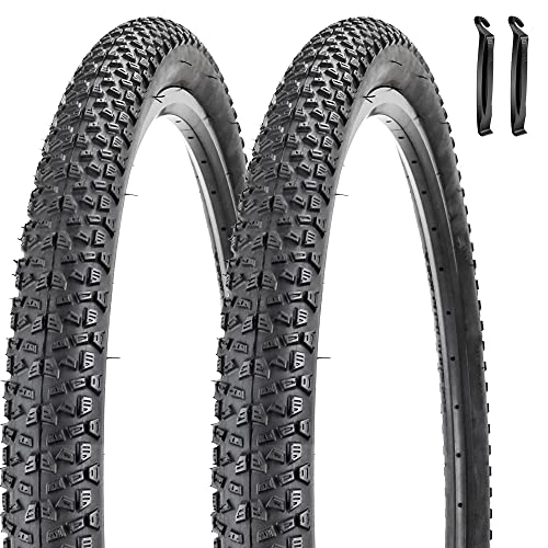 Pneus VTT : Lot de 2 pneus de vélo pliables de 69, 5 cm, 73, 9 x 5, 4 cm, avec démonte-pneus, fil perlé pliable pour VTT (70, 5 x 5, 4 cm)