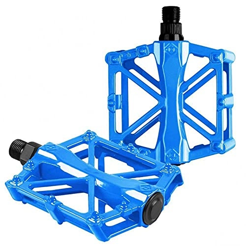 Pédales VTT : 2 pièces de vélo de Route VTT vélo Ultra-léger en Alliage d'aluminium Portant des pédales antidérapantes VTT en Alliage antidérapant pédales de vélo de Route Plates(Color:Blue)
