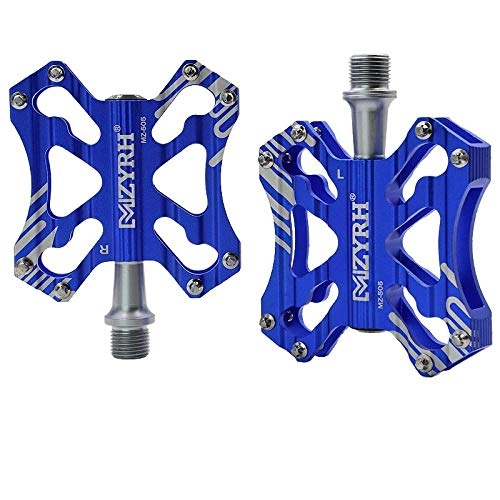 Pédales VTT : Aluminum alloy mountain bike pedal bicycle pedal Pelin anti-skid foot glaring cycling accessories-505 blue