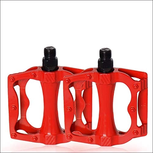 Pédales VTT : Bicycle ball foot pedal bearing ultra light aluminum alloy mountain bike equipment dead fly pedal bicycle parts-Hollow foot pedal red