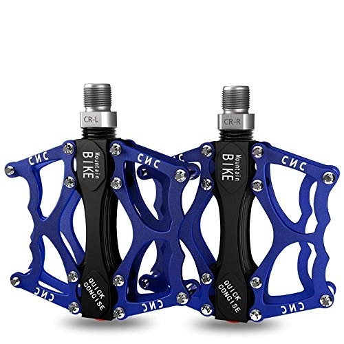 Pédales VTT : Bicycle pedal mountain bike pedal quick release road bicycle accessories aluminum alloy anti-skid Palin bearing pedal-Type A blue
