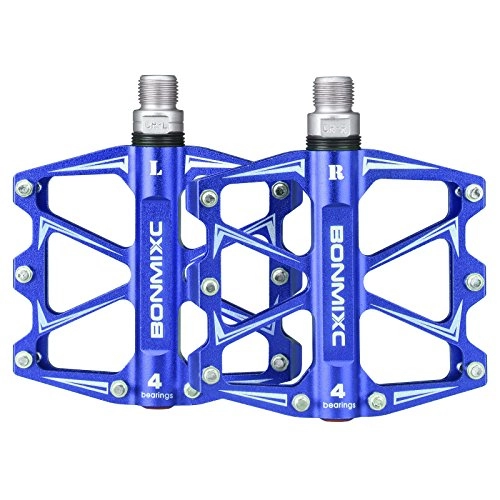 Pédales VTT : BONMIXC Pédale de Vélo de Montagne BMX Pédale de Poids Légère Aluminium Pédale Antidérapante 9 / 16 (Bleu)