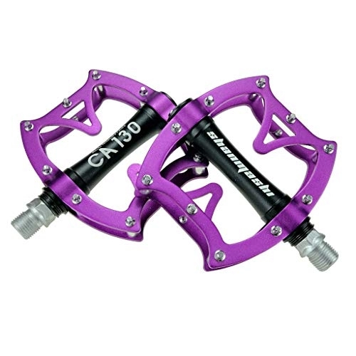 Pédales VTT : CRAUF Pédales De Vélo en Alliage D'aluminium Absorption des Chocs Super Roulement Plate-Forme De Cycle Pédale Accessoires De Vélo 1 Paire (Color : Purple)