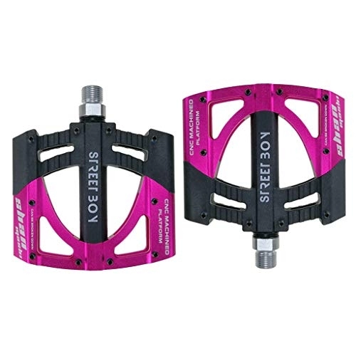 Pédales VTT : CRAUF Pédales De Vélo Ultra-légères en Nylon Durable + Alliage D'aluminium avec 3 Roulements Scellés VTT Vélo De Route Vélo 9 / 16 Plate-Forme 1 Paire (Color : Pink)