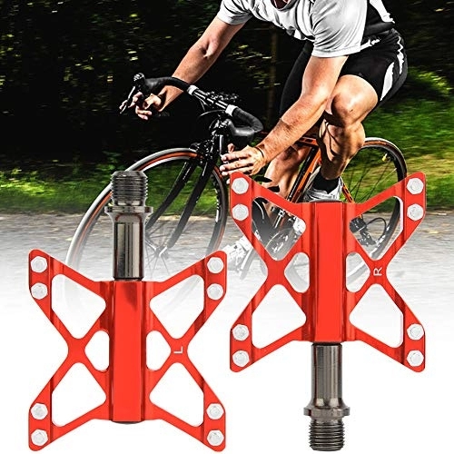 Pédales VTT : Demeras Pédales légères de vélo de Route de Montagne d'alliage d'aluminium Pédales Équipement de Remplacement de Bicyclette Durable pour l'équitation de Piste pour des Sports d'école(Rouge)