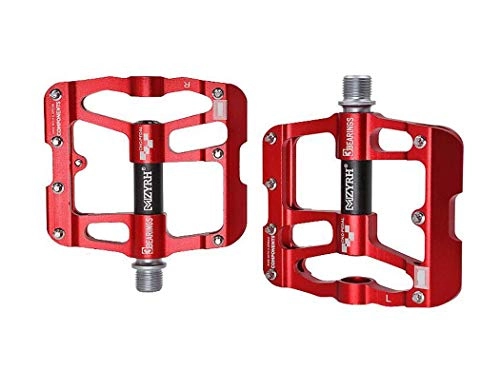 Pédales VTT : G.Z Bicycle Pedals, New Aluminum Alloy Pedals, Bearing Pedals for Mountain Bikes and Road Bikes, Ultra-Strong CNC Machined 3-Axis, Suitable for BMX MTB Road Bike 9 / 16, Red Black