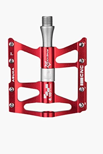 Pédales VTT : Mountain bike aluminum alloy three Pelin pedal light weight road bike bearing pedal-Red (pair)