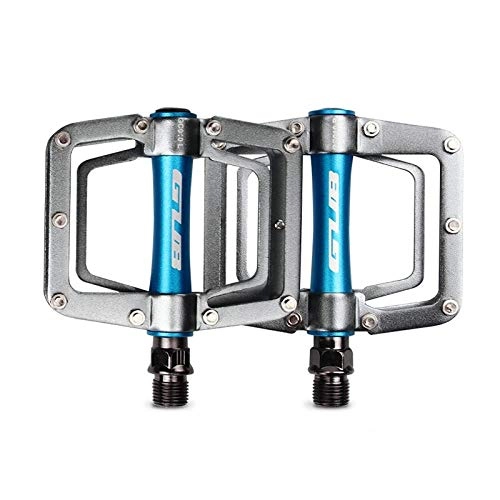 Pédales VTT : Mountain road bicycle aluminum alloy bearing pedal anti-skid nail ultra-light Palin pedal bicycle accessories-GC-010 Titanium Blue