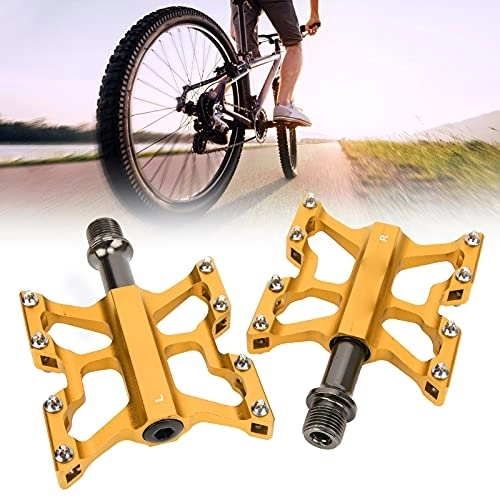 Pédales VTT : Nofaner Pédales de vélo, vélo 3 roulements en Alliage d'aluminium Pédales de vélo de Montagne Pièces de Rechange Accessoires(Or)