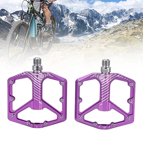 Pédales VTT : Pédale de vélo de Montagne, pédales de roulement de vélo antidérapantes ultralégères Plate-Forme de pédales de vélo en Aluminium de Montagne (4.7x3.9x0.9inch)(Violet)