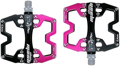 Pédales VTT : Pédales de vélo de Montagne Portant des pédales de vélo à Pointes antidérapantes squelettées en Aluminium Plat Perrin (Color : Pink, Size : Free Size)