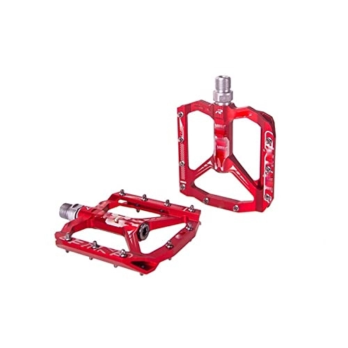 Pédales VTT : Pédales de vélo de Montagne, pédale de vélo Ultra-légère entièrement CNC pédale de vélo de Montagne matériau L7U + pédale en Aluminium à roulement du (Color : Rosso)