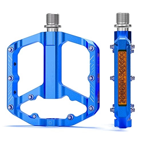Pédales VTT : Pédales de vélo en Alliage d'aluminium avec antidérapants et réflecteurs pour Tous Les Types de vélos, Bleu