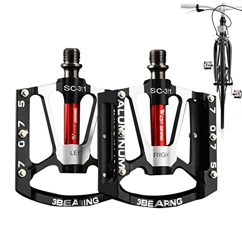 Pédales VTT : Pédales de vélo en Alliage d'aluminium - Pédales de Plate-Forme de vélo pour VTT BMX | Pédales de Plate-Forme de vélo antidérapantes à 3 roulements pour VTT BMX, pédales de vélo de Montagne Jidian
