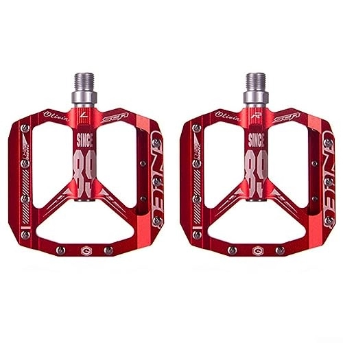 Pédales VTT : Pédales de vélo Palin, pédale de vélo en alliage d'aluminium avec roulement pour vélo de montagne 105 x 100 x 15 mm (rouge)