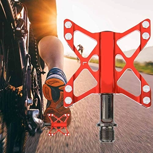 Pédales VTT : Pédales Outil de Remplacement de vélo Alliage d'aluminium Vélo de Route de Montagne Pédales légères durables et Robustes pour la Conduite sur Sentier pour la compétition d'entraînement(Red)