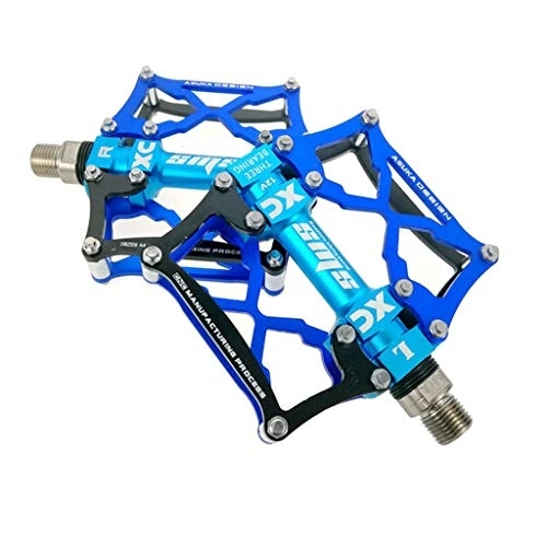 Pédales VTT : Pédales Vélo de Montagne, la CNC a Scellé des Pédales Plates Antidérapantes de Plate-Forme Pédales de Bicyclette D'alliage D'aluminium de Roulement pour BMX MTB, Bleu