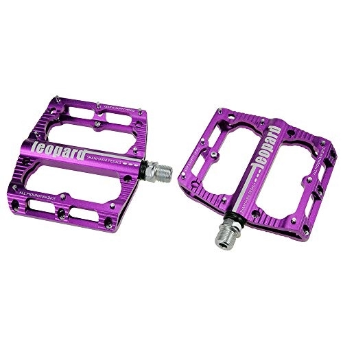 Pédales VTT : Pédales vélo Plate-forme de vélos VTT Pédales 1 paire en alliage d'aluminium antidérapage Durable vélo Pédales Surface for vélo de route 6 couleurs (SMS-leoprard) Pédale hybride ( Color : Purple )