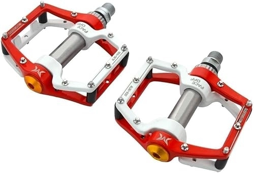 Pédales VTT : Redlution 1 paire de pédales de vélo en alliage d'aluminium avec roulement CNC, absorption des chocs, pédales de vélo pour montagne et route, 1 paire (rouge)