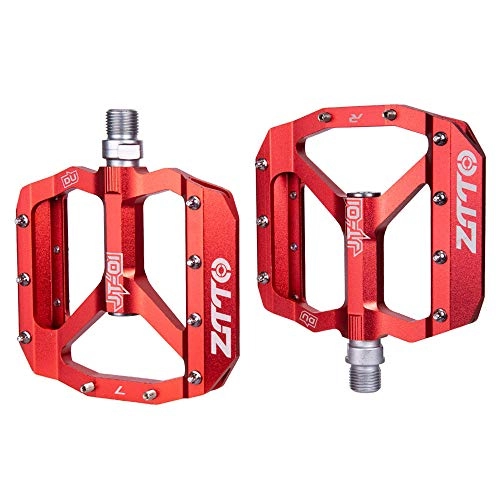 Pédales VTT : Ronshin Bicycle For ZTTO MTB Road Bike Ultralight Bicycle Pedals Mountain CNC AL Alloy Hollow Anti-slip Bearings Bicycle Pedals Cycling Part red