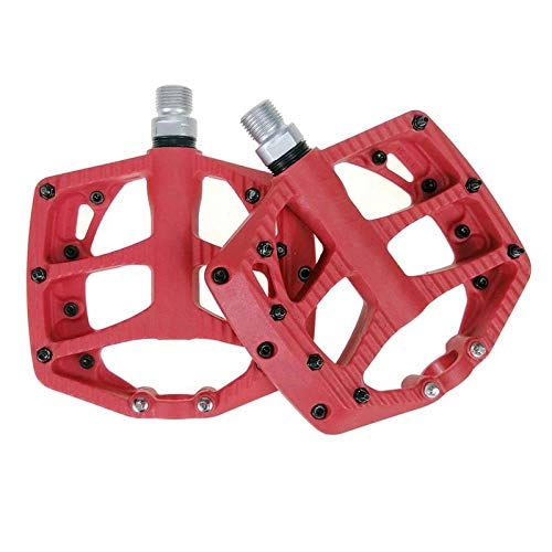Pédales VTT : WANGDANA Bike Pedals MTB Road Cycling 3 Bearing Bicycle Pedal Offshore Nylon Carbon Fiber Mountain Bike Pedal Outdoor Kits Red