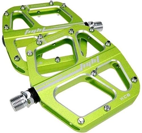 Pédales VTT : XLXay Pédales de vélo universelles à roulement scellé, pédales plates CNC ultra légères en aluminium pour VTT, vélo de route (couleur : vert)