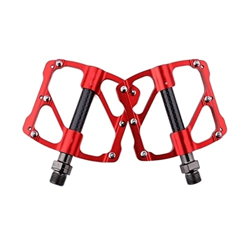 Pédales VTT : ZHIHUAN Xzhen Pédales de vélo compatibles avec VTT Pédales de Carbone Ultra-légères CNC Alliage d'aluminium 3 roulements VTT Pédales de vélo de Route de Montagne pédales BMX Xzhen (Color : Red)