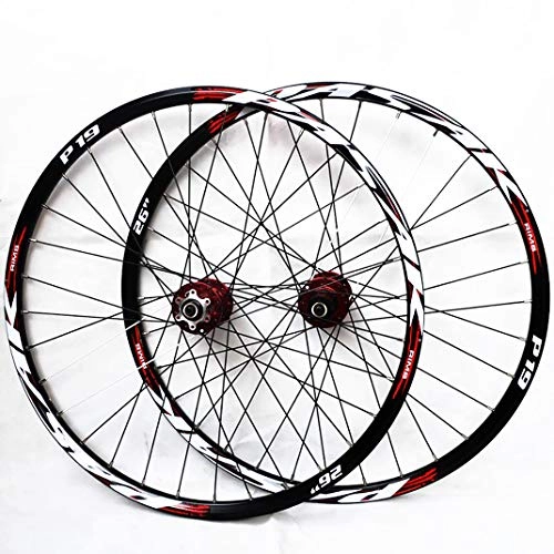 Roues VTT : GJZhuan Mountain Bike Wheelset 26'' 27.5" 29" 32 Trous Disque de Frein VTT Roue de Bicyclette Jeu, Rapide Cône de Sortie Hub 7 / 8 / 9 / 10 / 11 Vitesse (Trous Six Centerlock) (Color : Red, Size : 27.5inch)