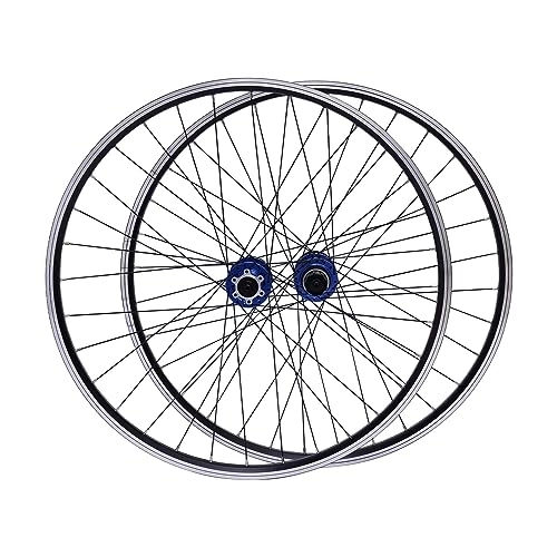 Roues VTT : Jeu de roues de vélo de montagne 69, 9 cm - En alliage d'aluminium - Frein à disque - Jeu de roues pour VTT - Avec cassette - Bleu