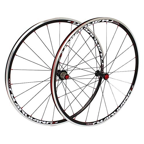 Roues VTT : L.BAN Roue Mountain Bike 25mm Racing Road Bike Wheelset 700C, Double Wall Quick Release Alloy Hybrid V / C-Brake Compatible 7 8 9 10 11 Speed, Black