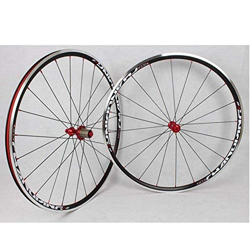 Roues VTT : L.BAN Roue Mountain Bike 25mm Racing Road Bike Wheelset 700C, Double Wall Quick Release Alloy Hybrid V / C-Brake Compatible 7 8 9 10 11 Speed, Red