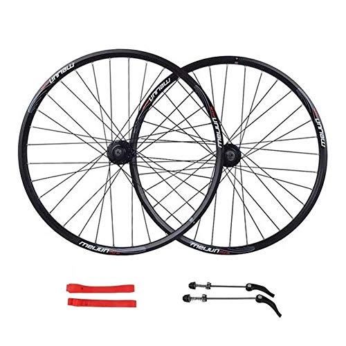 Roues VTT : L.BAN Wheel Mountain Bike 26"MTB Bicycle Wheel Set, Black Bike Bearings Hub, Compatible 7-8-9-10 Speed ​​Freewheel Freewheel Alloy Aluminium Front Rear Wheel Front, Black
