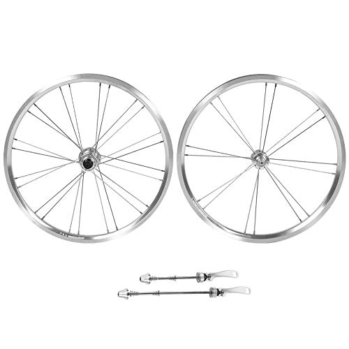 Roues VTT : Natruss ensemble de roues de vélo en alliage d'aluminium ultraléger avant 2 arrière 4 roulement V frein pliant vélo roues 20 pouces ensemble de roues de vélo de montagne(Silver)
