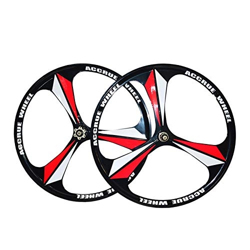 Roues VTT : no brand VTT Rim 3 Spokes Cassette en Alliage de magnésium Jantes 26" Pouces Roue de Bicyclette de Montagne Vélo Jantes VTT Roues (Color : Black)