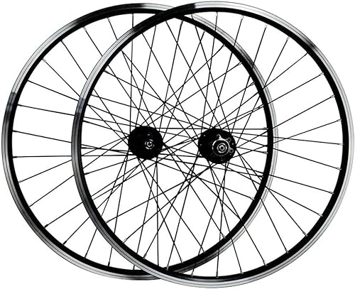 Roues VTT : Paire de Roues de vélo avec Roues en Alliage Double Couche de 26 Pouces, roulements d'étanchéité de Roue de vélo de Montagne, moyeu de boîte de Vitesse 7-11 (Color : Black)