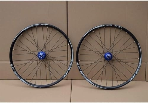 Roues VTT : Roues, ensembles de roues de vélo de montagne, jantes de vélo, freins V, boulons de roue de vélo de montagne, roues solides (couleur : noir 1 pièce) (couleur : bleu, taille : 26)