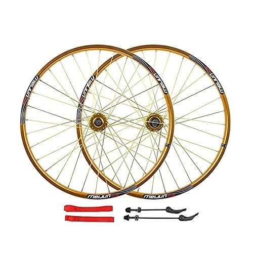 Roues VTT : UPPVTE Roues de vélo 26 Pouces, Roue de Frein à Disque de vélo de Montagne 32 h Avant et après Les Roues de vélo en Alliage d'aluminium QR Roulement scellé Wheels (Color : Gold, Size : 26INCH)