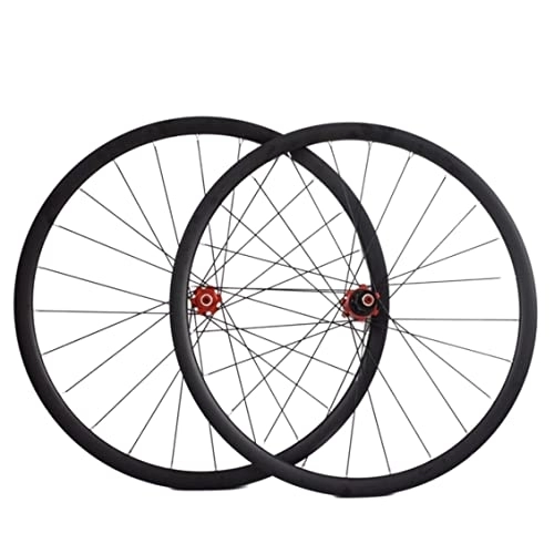 Roues VTT : Wheelset 700C, Roues de vélo de Roue en Fibre de Carbone 30mm Convenable 7-11 Vitesses QR Wheelset de vélo de Montagne Wheels (Color : Red, Size : 700C)