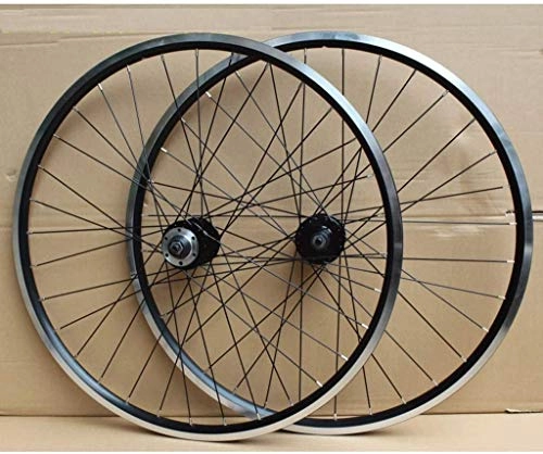 Roues VTT : YSHUAI Roues de vélo VTT 26" double couche avec roulement scellé à disque / frein à jante à libération rapide 8-10 vitesses, volant d'inertie 24H, noir
