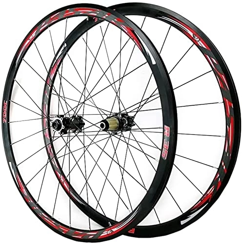 Roues VTT : ZECHAO Set de Roue de vélo de Montagne de la Route 700C, Frein à Double Mur Double V / c Roue arrière Avant de Frein 7 8 9 10 11 12 Vitesses Volants Wheelset (Color : Red, Size : Thru axle)