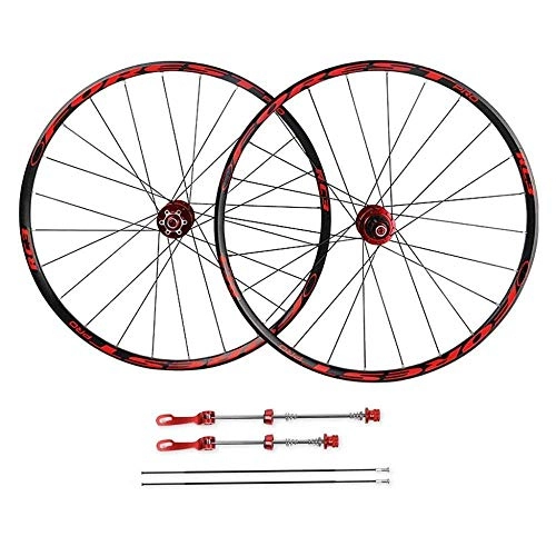 Roues VTT : ZKORN Bicycle Accessories， 26" 27.5" Bicycle Wheelset Double Wall Front Rear Rim Disc Brake 7-11 Speed Sealed Bearings Hub Bike Wheel Set, Red-27.5inch