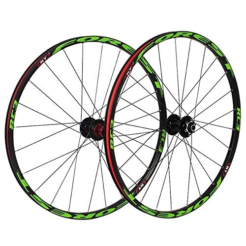 Roues VTT : ZKORN Bicycle Accessories， Bicycle Front Rear Wheels for 26" 27.5" Mountain Bike, Bike Wheel Set 7 Bearing Alloy Drum Disc Brake 8 9 10 11 Speed, Green-27.5inch